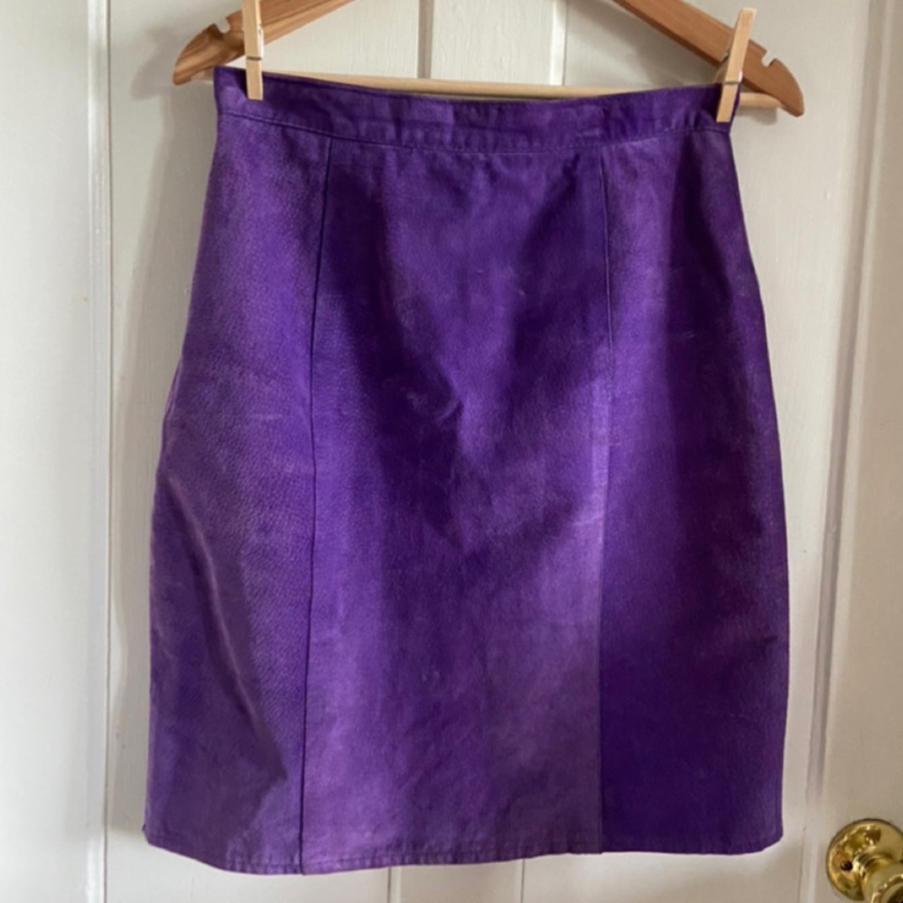 Vintage Royal Purple Suede Pencil Skirt Mini
